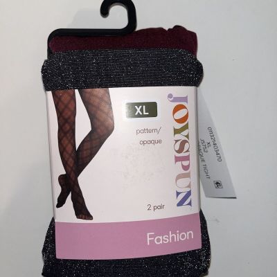 Joyspun Shimmer and Opaque Tights Size XL 2 Pack